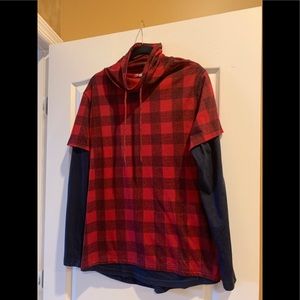 AMERICAN RAG Menswear Buffalo Plaid Red & Black LS Shirt Size L